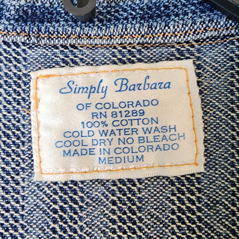 Simply Barbara Dress Womens Medium Blue Denim Button Front Vintage Midi Back Tie - Picture 3 of 8